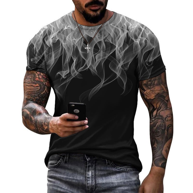 Men's Printing Sports Round Neck Short Sleeve Loose Men's T-shirt - view 5