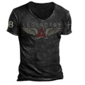 Men's Letter Casual Round Neck Collarless Short Sleeve Loose Men's T-shirt - front view