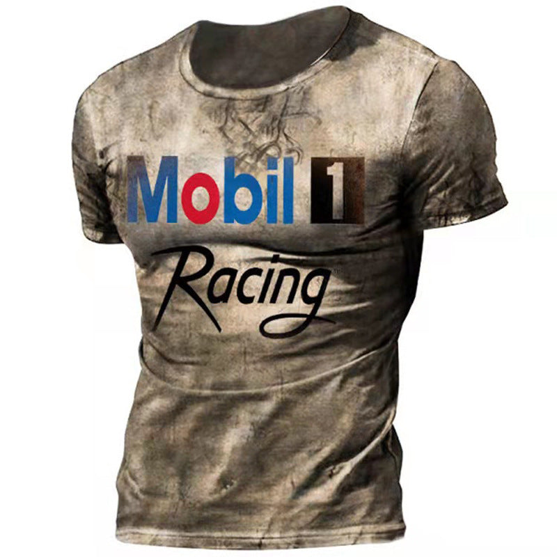 Men's Letter Casual Round Neck Collarless Short Sleeve Loose Men's T-shirt - view 5