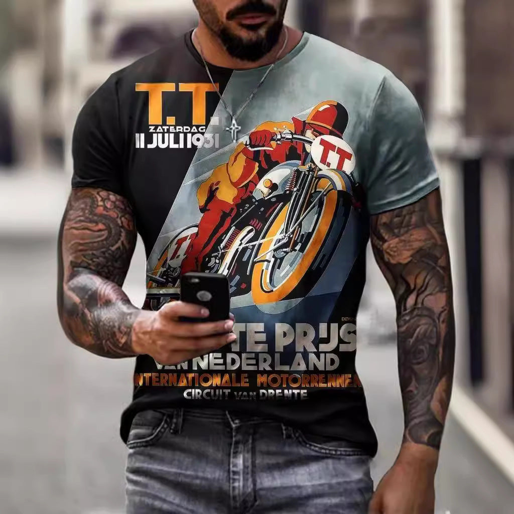 Men's Animal Letter Sports Round Neck Short Sleeve Loose Men's T-shirt - view 3