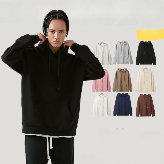 Wholesale Men's Basic Solid Color Long Sleeve Men's Hoodies - front view