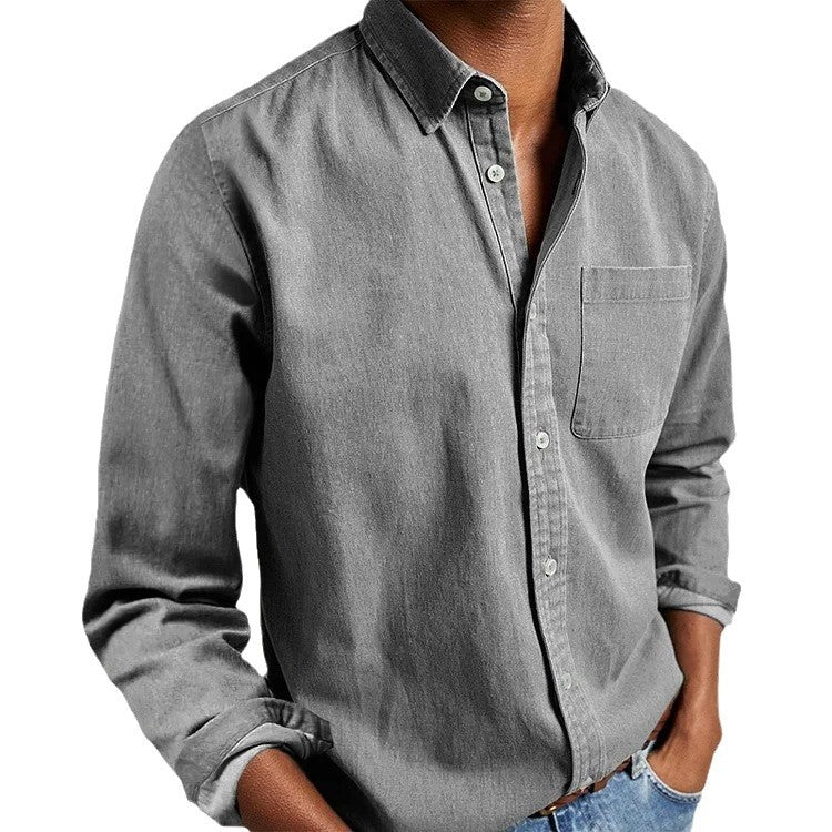 2024  Foreign Trade E-Commerce New Amazon Independent Station Men's Shirt New Long Sleeve Lapel Men's Shirt - view 5