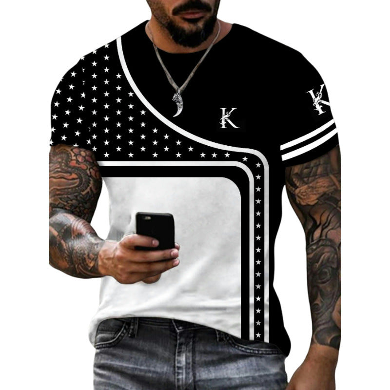 Men's Letter Simple Style Round Neck Short Sleeve Loose Men's T-shirt - front view