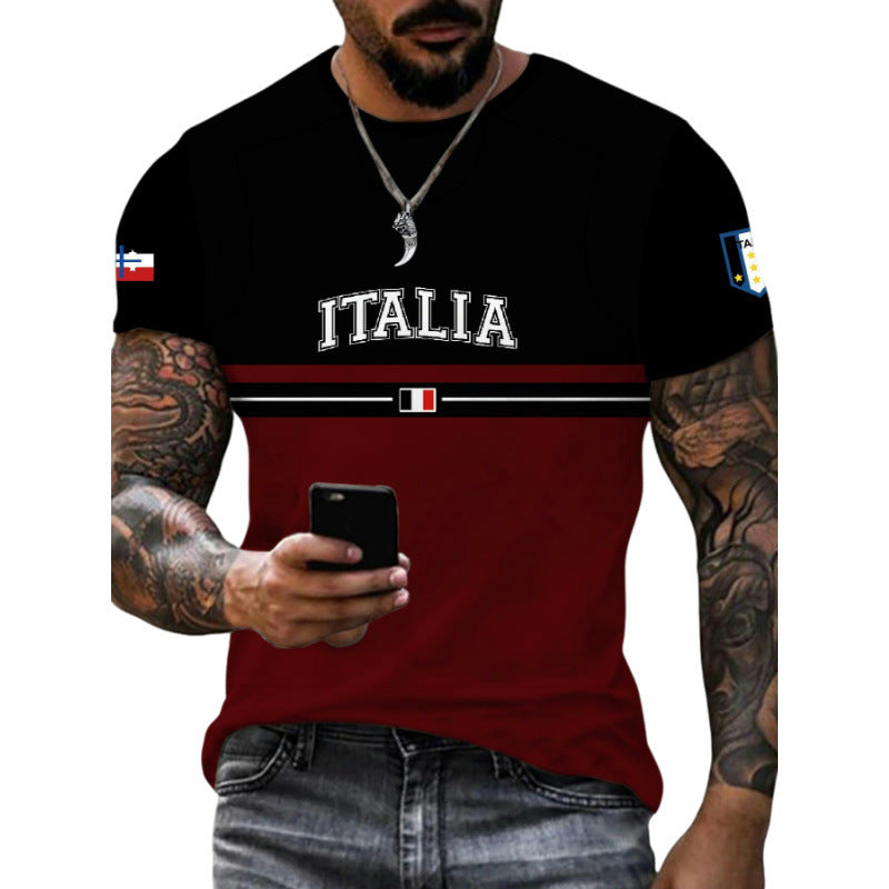 Men's Letter Simple Style Round Neck Short Sleeve Loose Men's T-shirt - view 3
