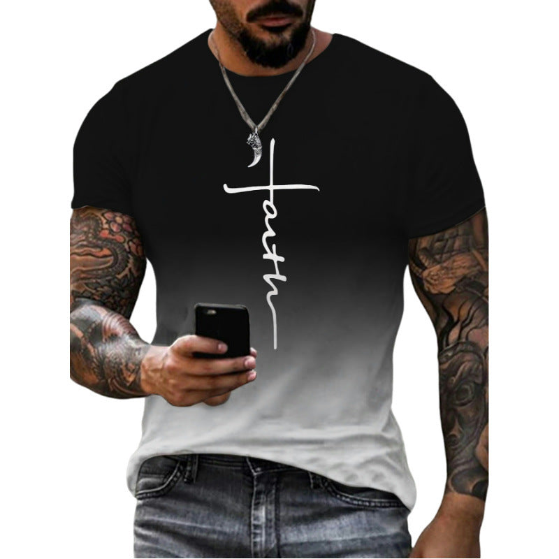 Wholesale Men's Simple Style 3D Print Short Sleeve Men's T-shirt - view 2
