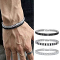 Shiny Geometric Titanium Steel Inlay Zircon Men's Chain Bracelet Men's Chain Bracelets - front view