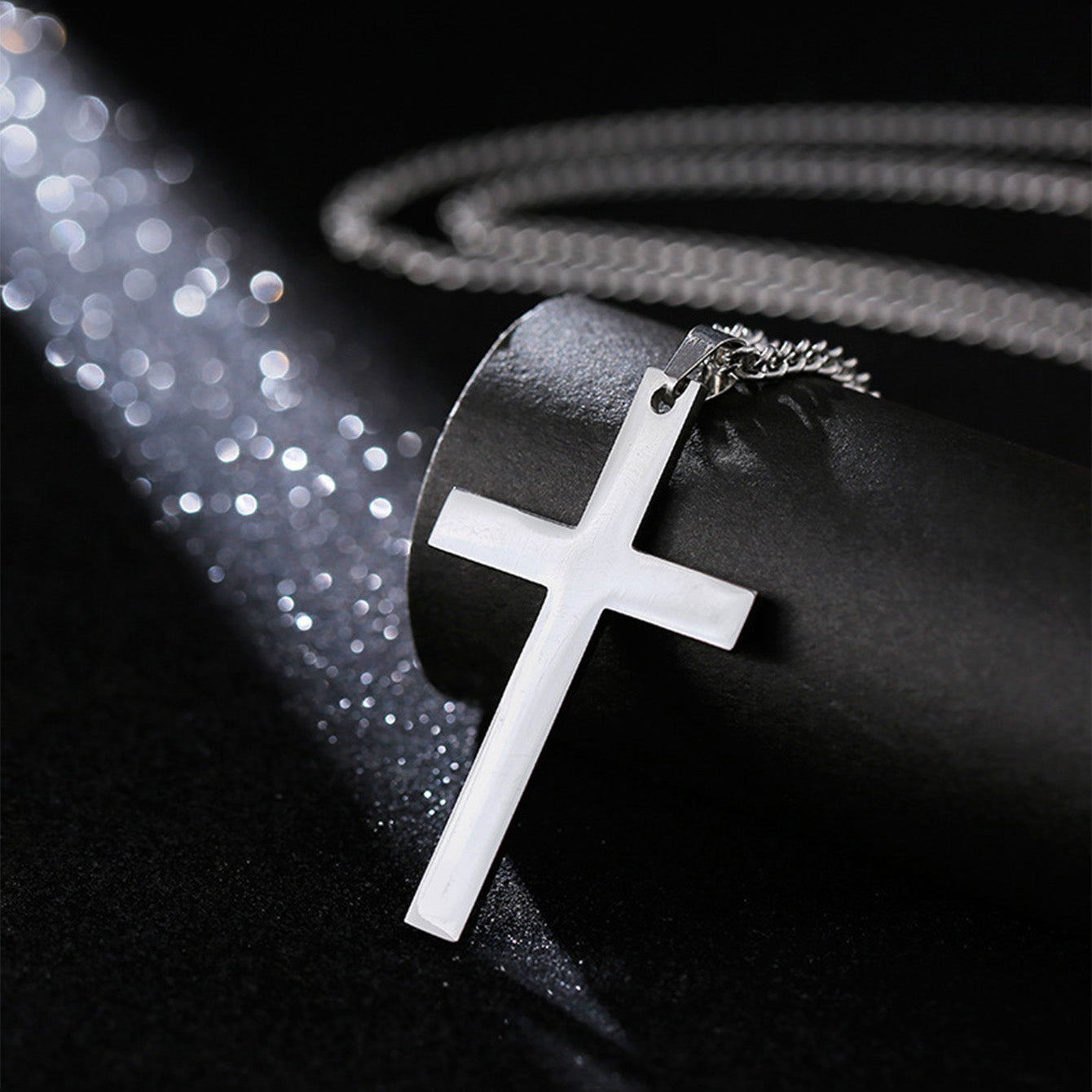 Elegant Simple Style Cross Titanium Steel Men's Necklace Men Necklace Sets - view 4