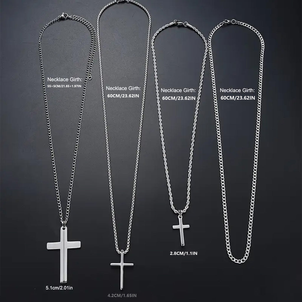 Elegant Simple Style Cross Titanium Steel Men's Necklace Men Necklace Sets - view 2
