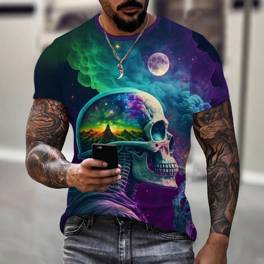 Wholesale Men's Simple Style Cross Skull Short Sleeve Men's T-shirt - view 2