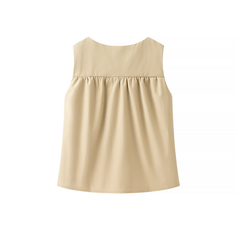Wholesale Women's Streetwear Solid Color Sleeveless Blouses - view 4