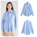 Wholesale Women's Elegant Stripe Long Sleeve Blouses - front view