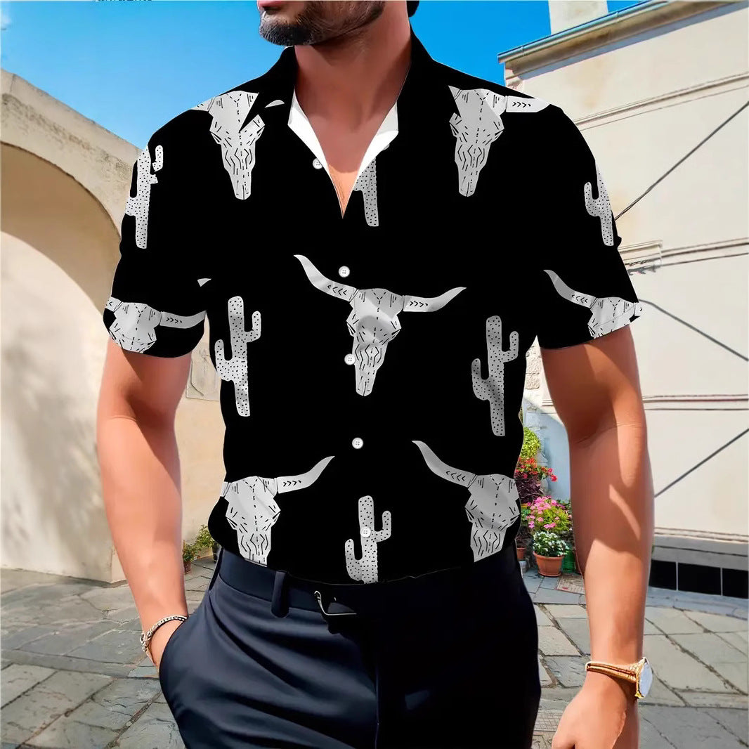 Wholesale Men's Casual Elegant Streetwear Printing Short Sleeve Men's T-shirt - front view