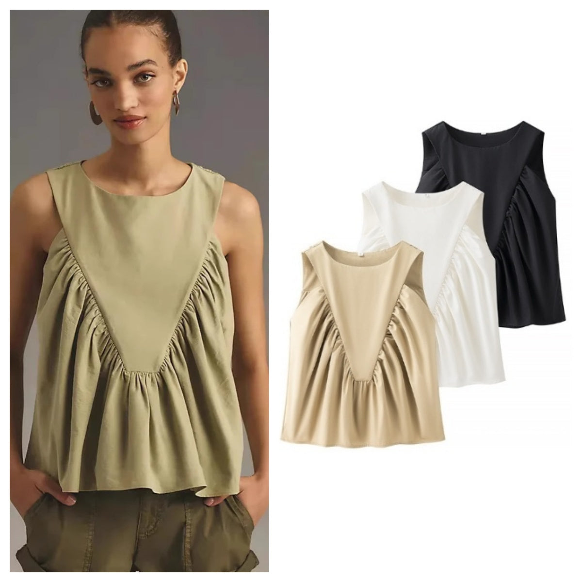 Wholesale Women's Streetwear Solid Color Sleeveless Blouses - front view