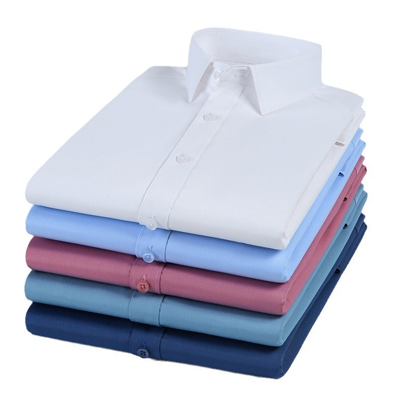 Wholesale Men's Business Solid Color Long Sleeve Men's Shirts - view 2