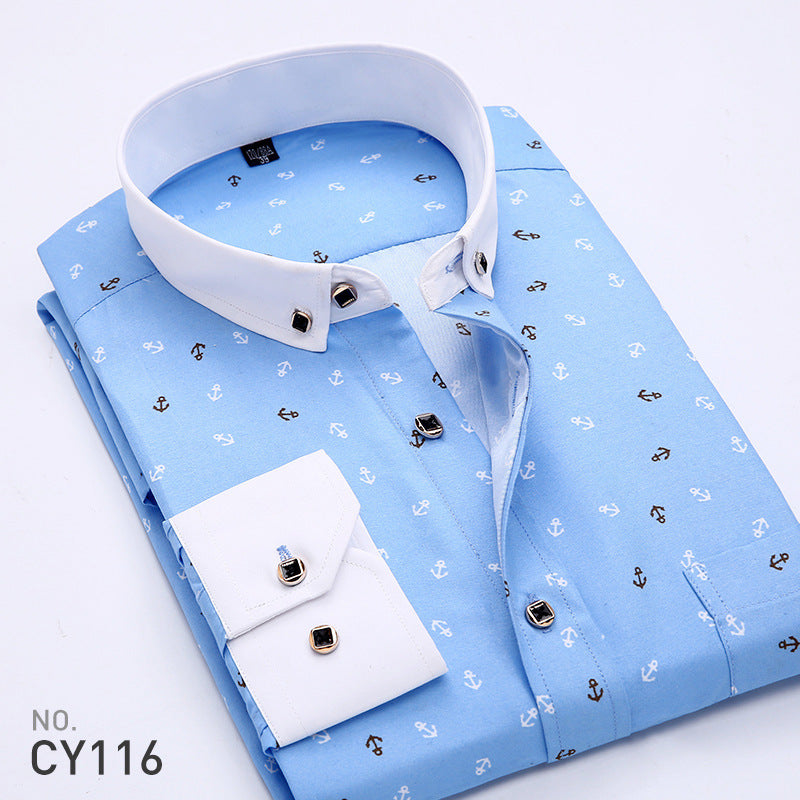 Wholesale Men's Casual Printing Stripe Long Sleeve Men's Shirts - view 3