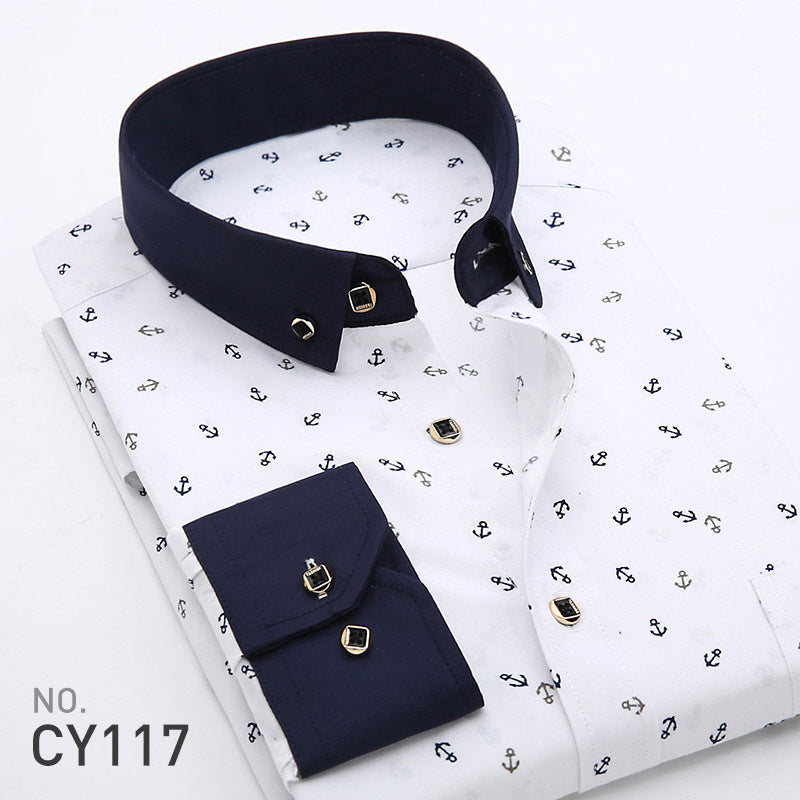 Wholesale Men's Casual Printing Stripe Long Sleeve Men's Shirts - view 5