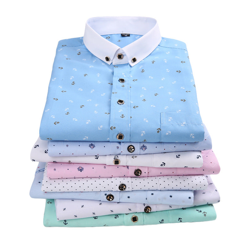 Wholesale Men's Casual Printing Stripe Long Sleeve Men's Shirts - view 4