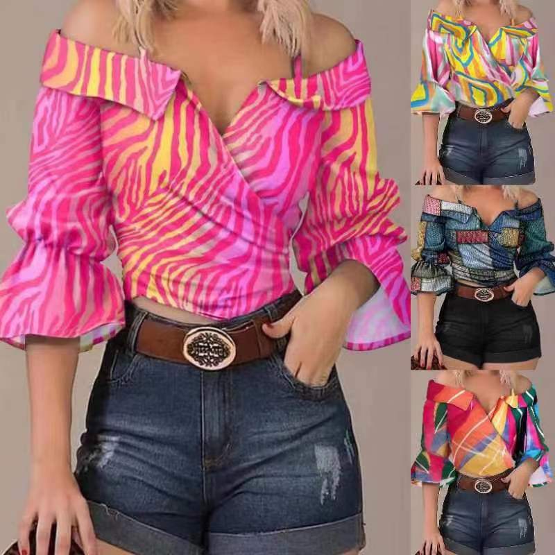 Wholesale Women's Vintage Style Printing Blouses - front view