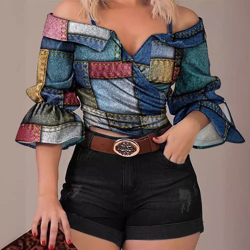 Wholesale Women's Vintage Style Printing Blouses - view 2
