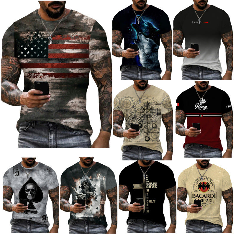 Wholesale Men's Simple Style 3D Print Short Sleeve Men's T-shirt - front view