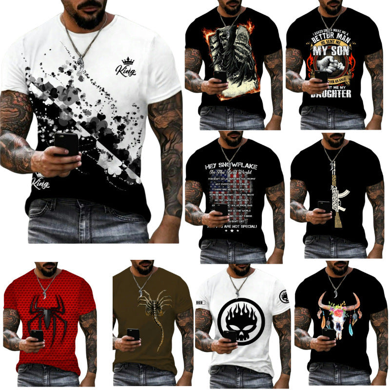 Wholesale Men's Simple Style Animal Short Sleeve Men's T-shirt - front view