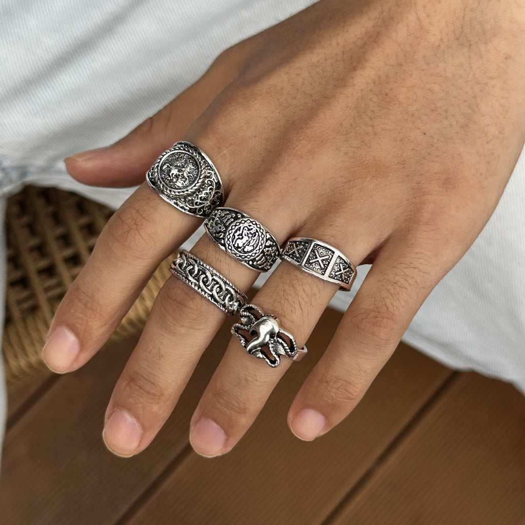 Hip-Hop Retro Animal Alloy Plating Men's Rings Men Ring Sets - view 4