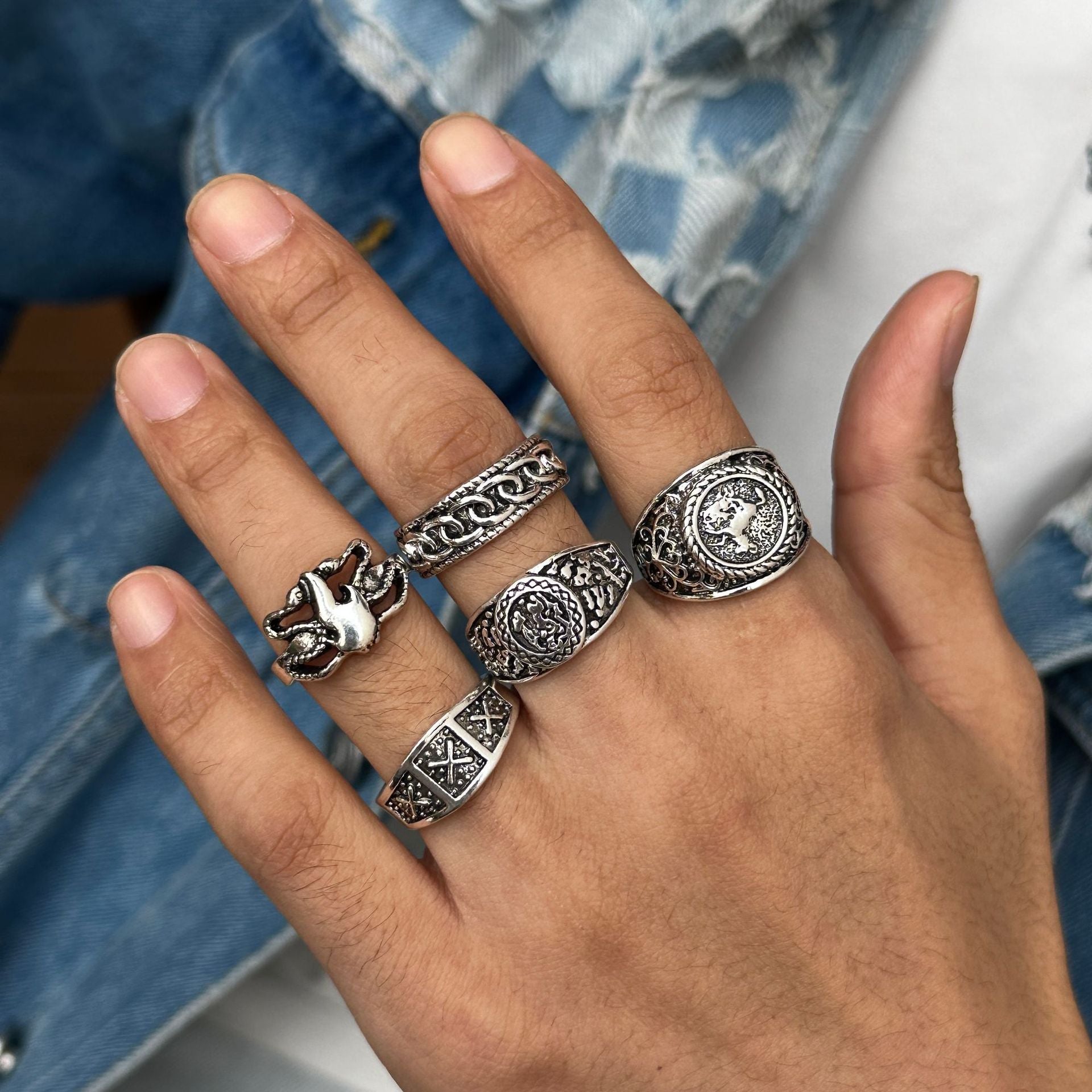 Hip-Hop Retro Animal Alloy Plating Men's Rings Men Ring Sets - view 3
