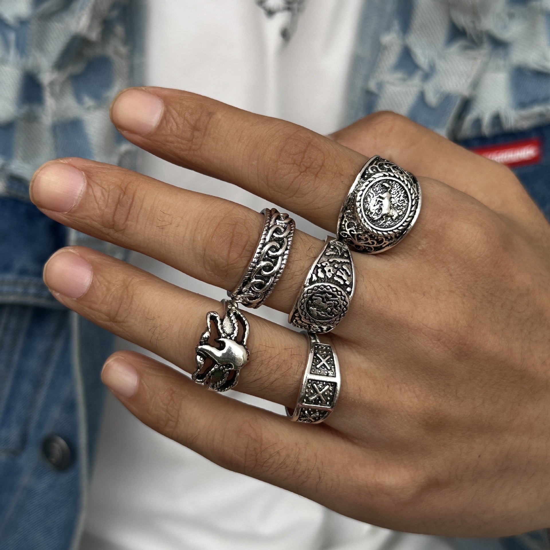 Hip-Hop Retro Animal Alloy Plating Men's Rings Men Ring Sets - view 6
