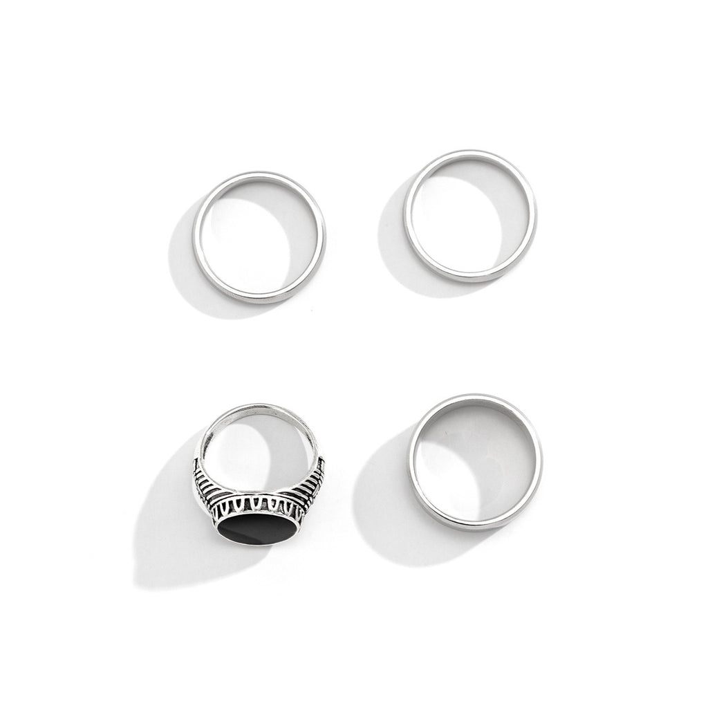 Retro Classic Style Geometric Alloy Titanium Steel Plating Men's Rings Men Ring Sets - view 6