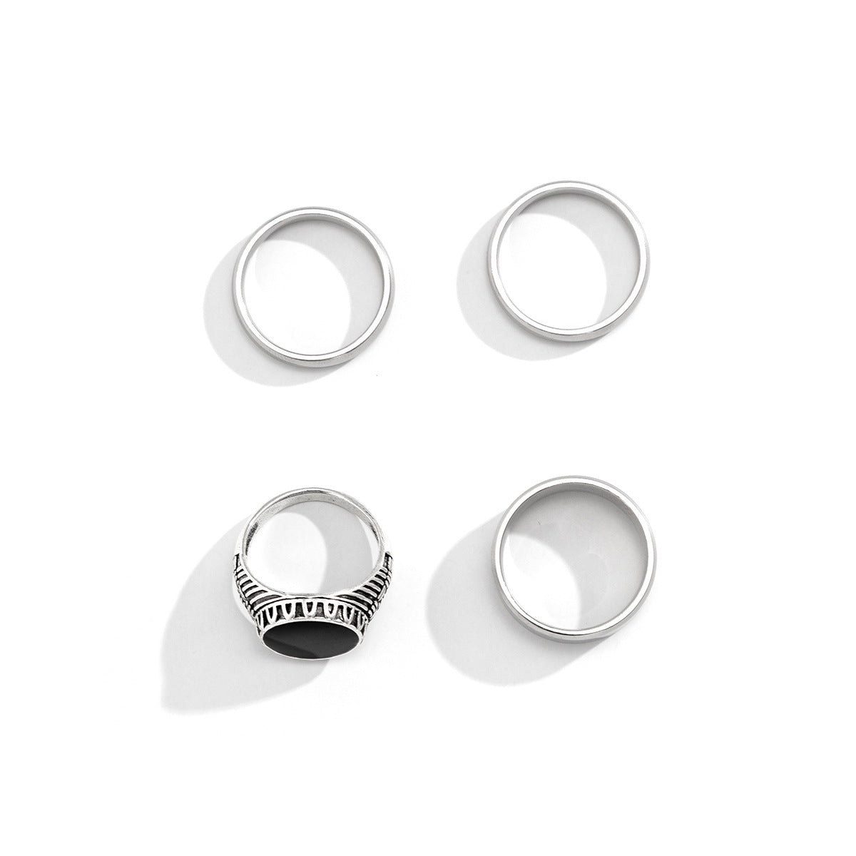Retro Classic Style Geometric Alloy Titanium Steel Plating Men's Rings Men Ring Sets - view 6