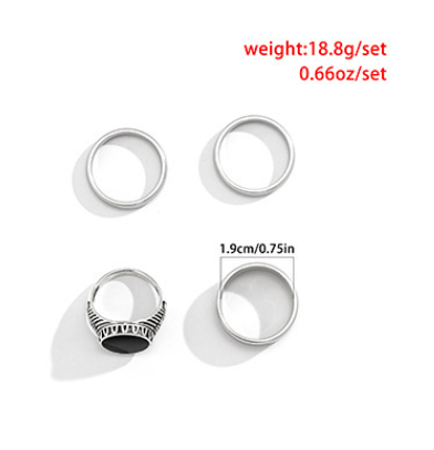 Retro Classic Style Geometric Alloy Titanium Steel Plating Men's Rings Men Ring Sets - view 2