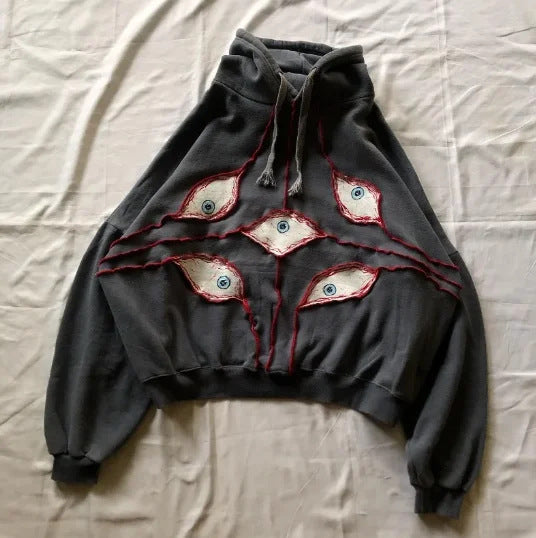 Wholesale Men's Streetwear Eye Long Sleeve Men's Hoodies - front view