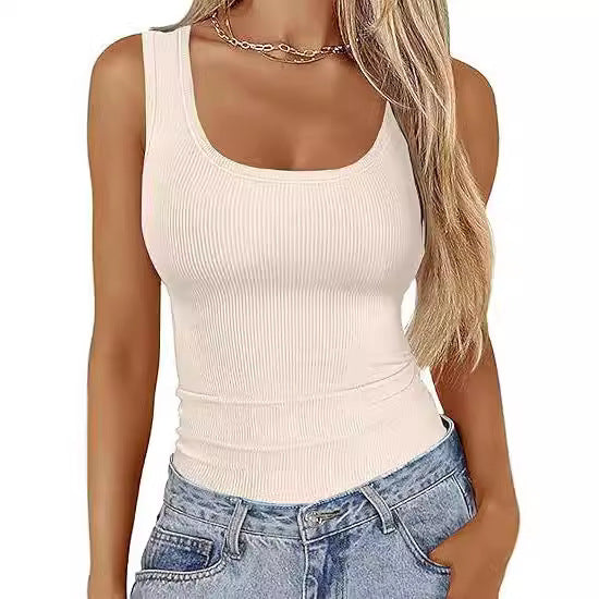 Women's Square Neck Ribbed Casual T-Shirt Sleeveless Stretch Slim Basic Tank Top Women's Top - view 4