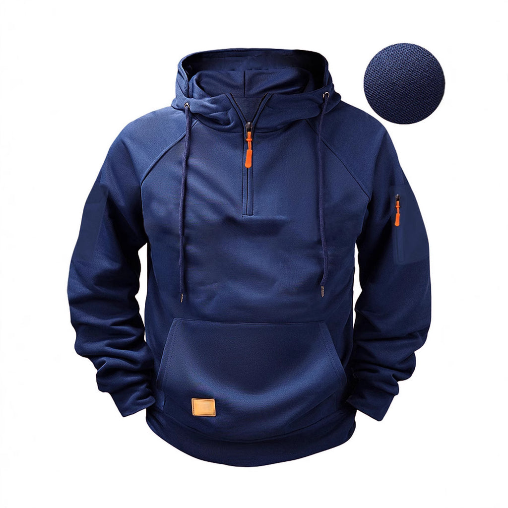 Wholesale Men's Casual Streetwear Solid Color Long Sleeve Men's Hoodies - front view
