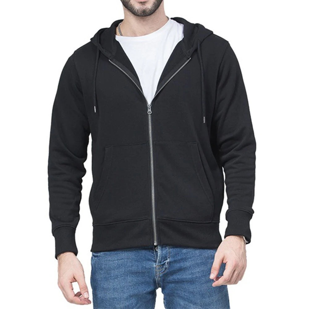 Wholesale Men's Simple Style Classic Style Solid Color Long Sleeve Men's Hoodies - front view