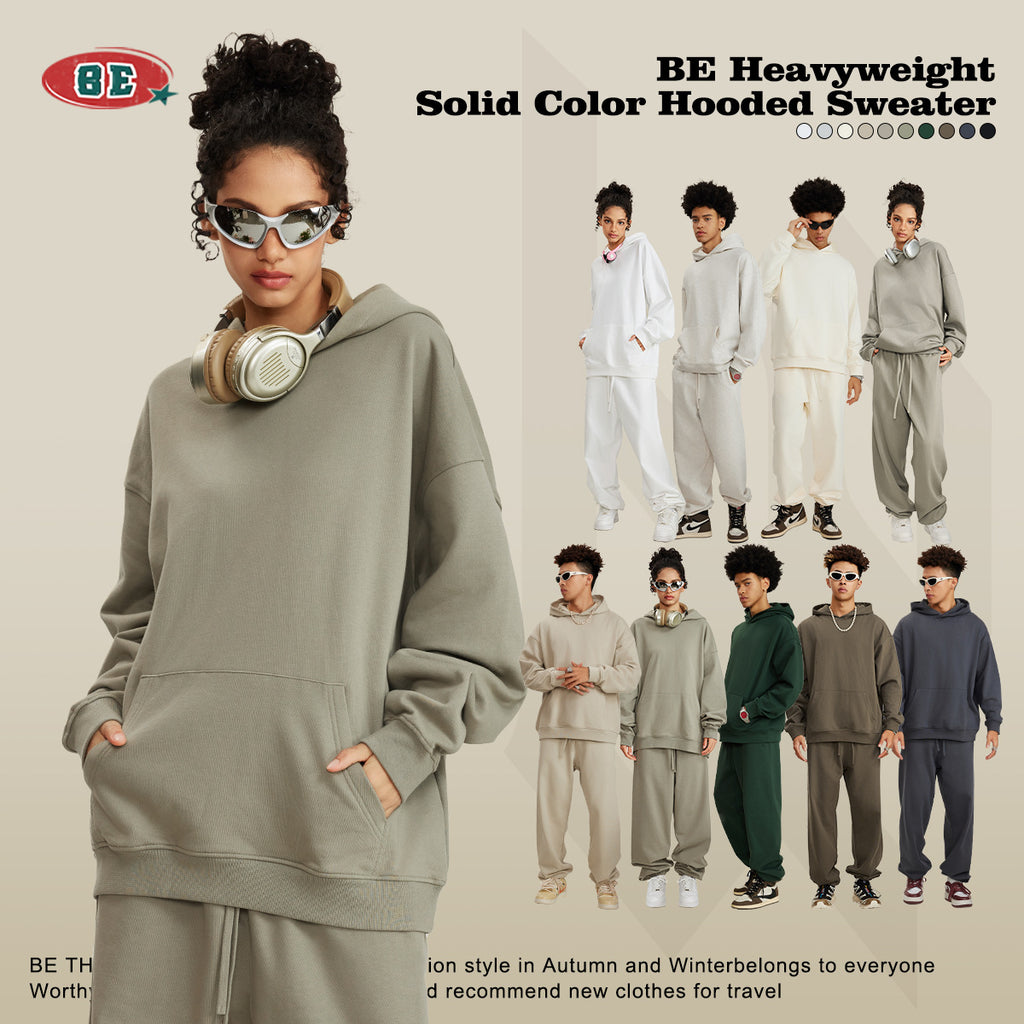 Wholesale Men's Casual Simple Style Classic Style Solid Color Long Sleeve Men's Hoodies - front view