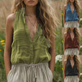 Wholesale Women's Casual Solid Color Sleeveless Blouses - front view