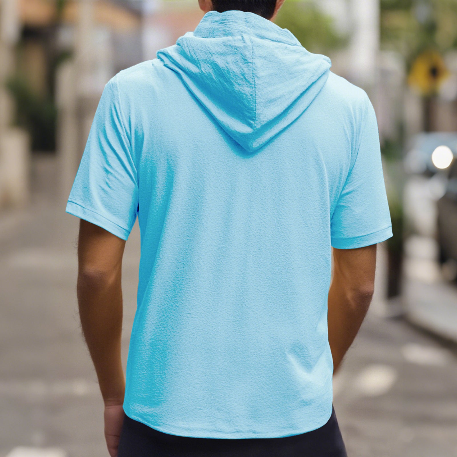 American Linen Men's Shirt Foreign Trade Fashion Casual Summer Breathable Thin Hooded Short Sleeve Cardigan Coat - view 2