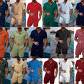 New Summer     Men's Shirt Casual Loose Short-sleeved Shorts Beach Suit - front view