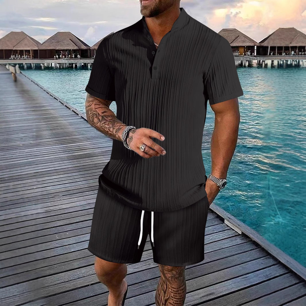 New Summer     Men's Shirt Casual Loose Short-sleeved Shorts Beach Suit - view 2