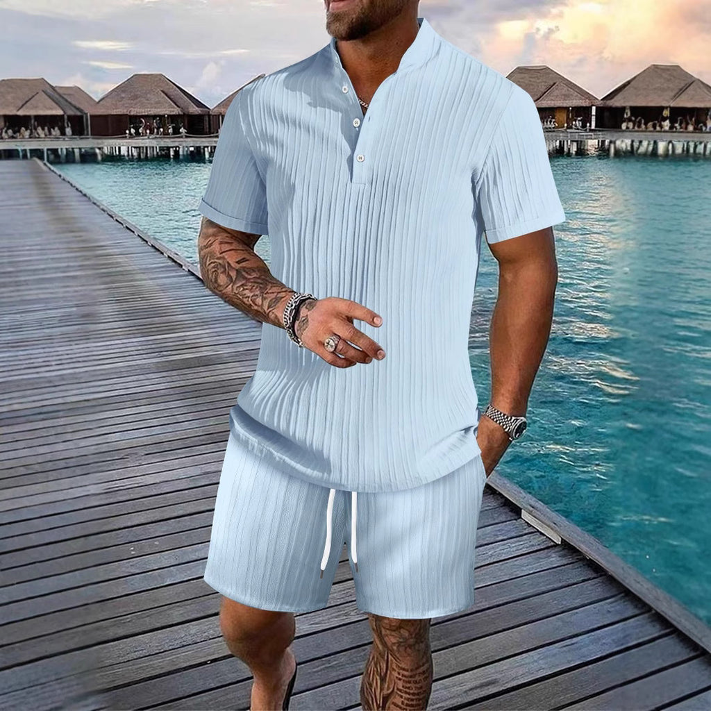 New Summer     Men's Shirt Casual Loose Short-sleeved Shorts Beach Suit - view 5