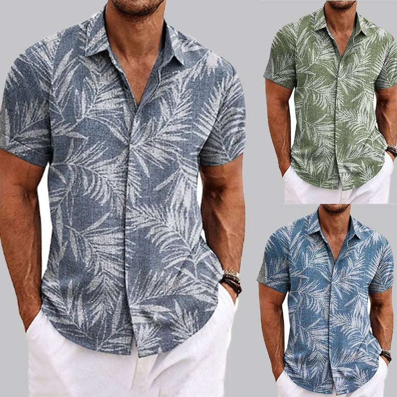 Wholesale Men's Classic Style Printing Short Sleeve Men's Shirts - front view