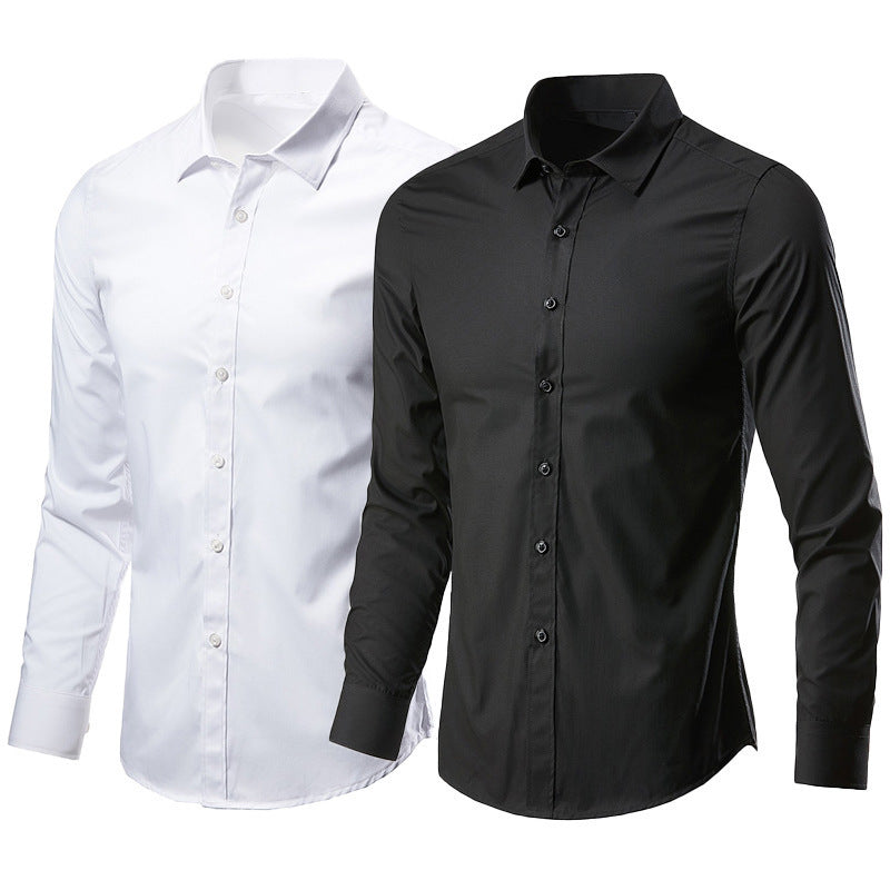 White Shirt Men's Long-sleeved Non-ironing Business Dress Slim-fit New Style Professional Working Men's White Casual Suit Shirt - front view