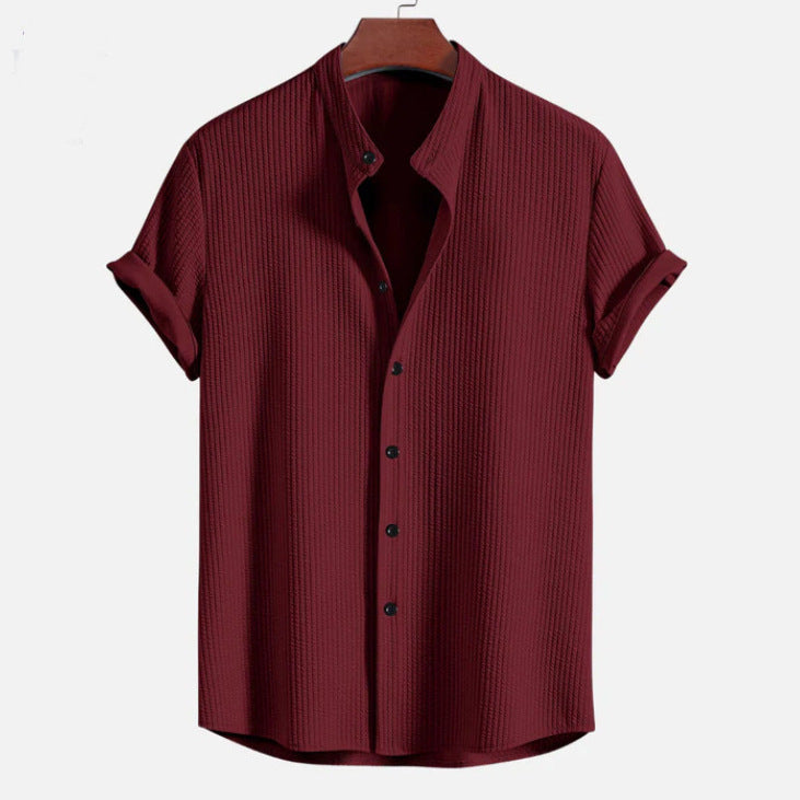 Men's  Summer New Men's Wish  Men's Short Sleeve Solid Color Men's Shirt Top - view 2