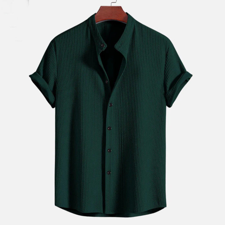 Men's  Summer New Men's Wish  Men's Short Sleeve Solid Color Men's Shirt Top - view 3