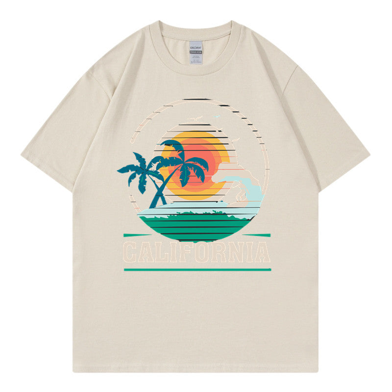 Wholesale Men's Cotton Sport Style Coconut Tree Short Sleeve Men's T-shirt - view 2