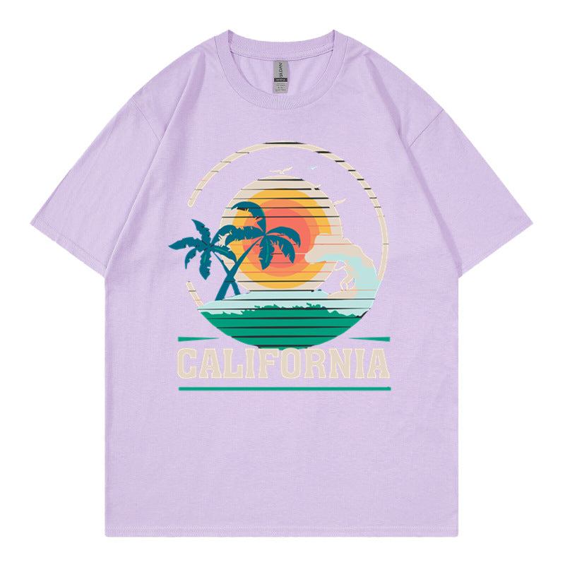 Wholesale Men's Cotton Sport Style Coconut Tree Short Sleeve Men's T-shirt - view 3