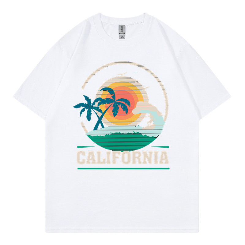 Wholesale Men's Cotton Sport Style Coconut Tree Short Sleeve Men's T-shirt - view 4