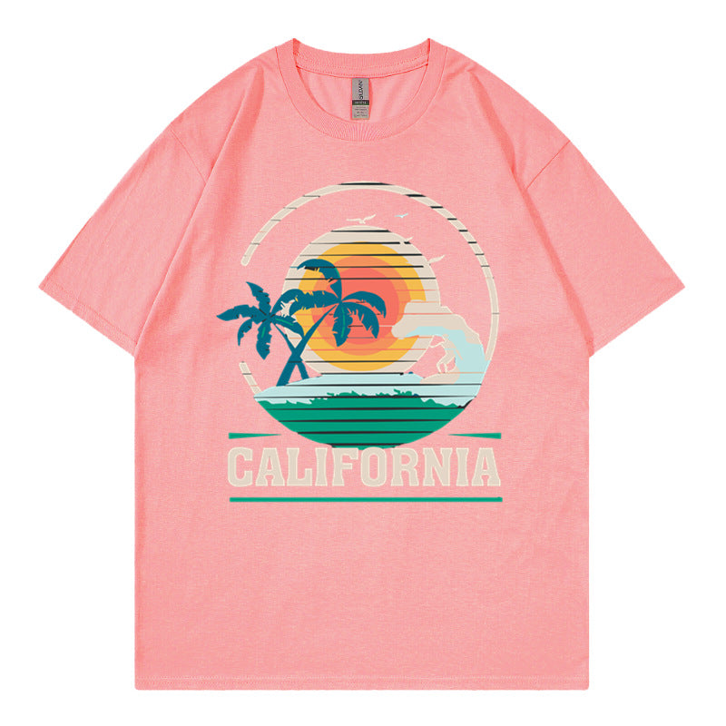 Wholesale Men's Cotton Sport Style Coconut Tree Short Sleeve Men's T-shirt - view 5