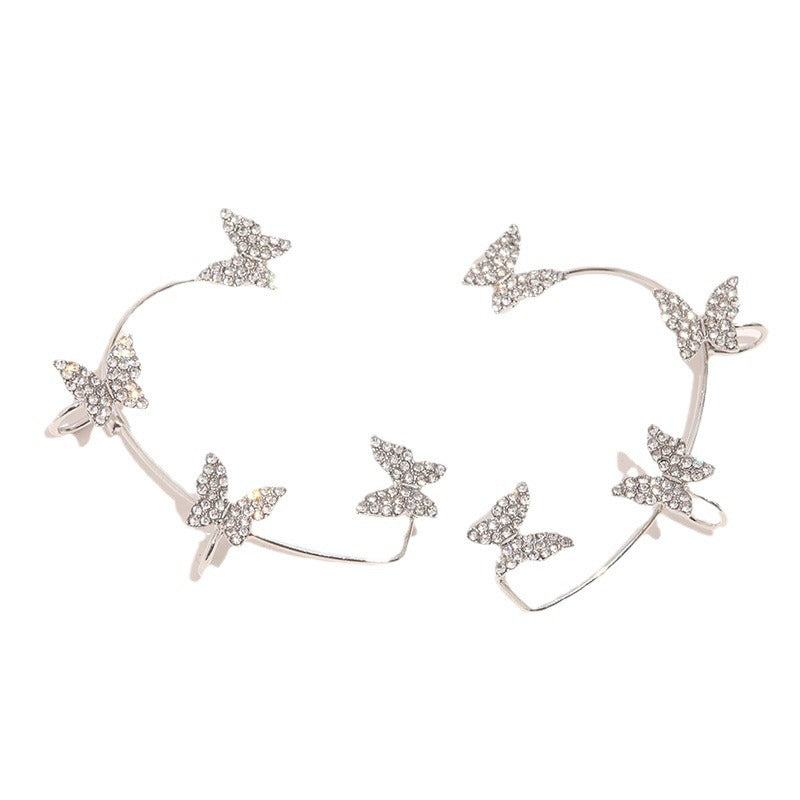 Super Flash Diamond Butterfly Ear Clip Ear Hanging Zircon Pearl Tassel One-piece Earrings Advanced Sense Earrings No Ear Holes Wholesale - view 5